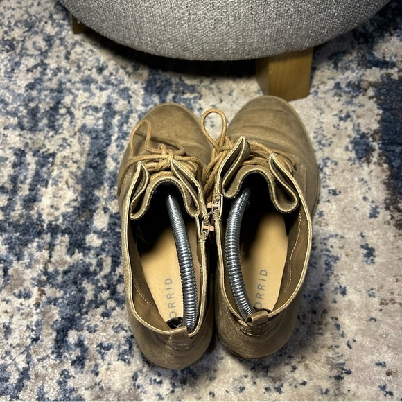 Torrid Tan Faux Leather Lace-Up Booties Size 8 Wide - Picture 8 of 13